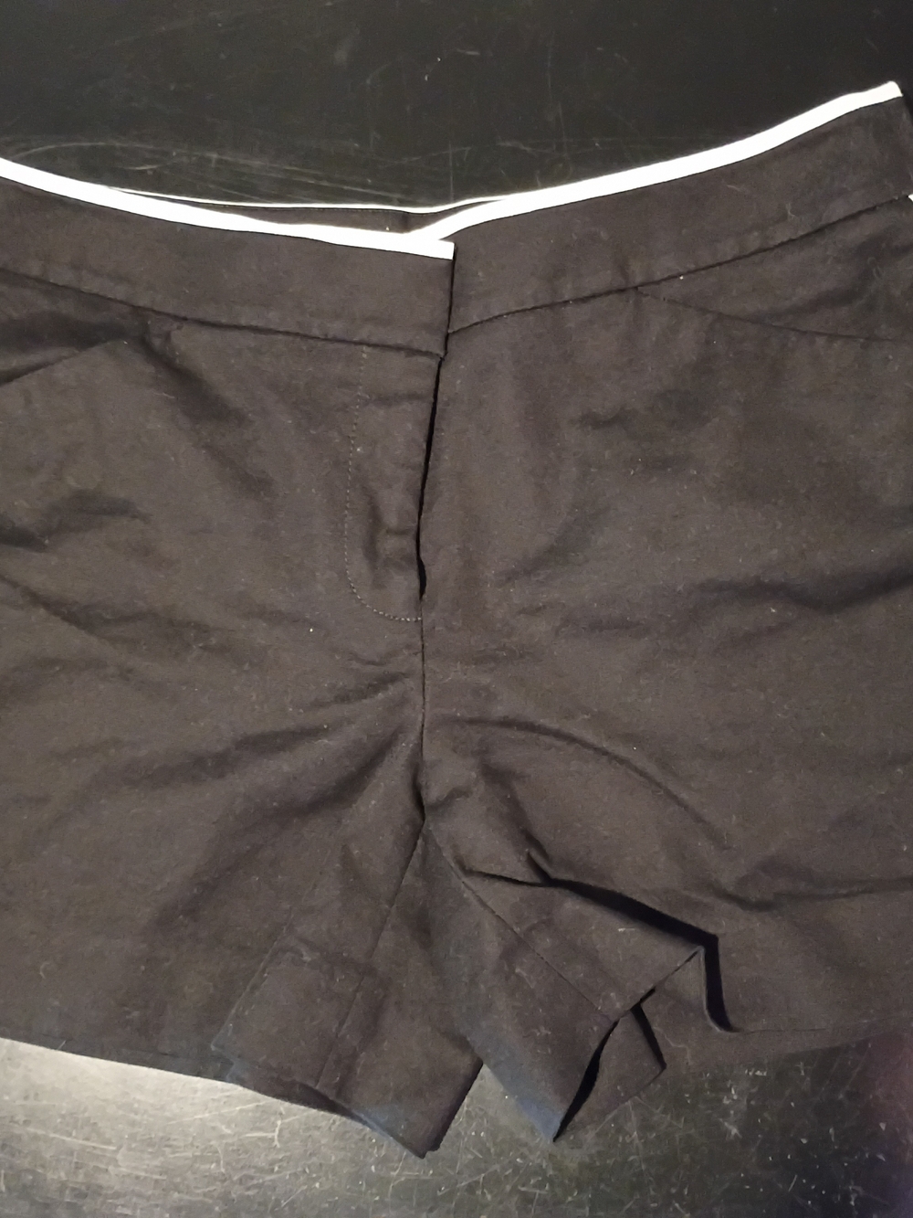White House Black Market Black Tailored Shorts with White Contrast Piping Women'